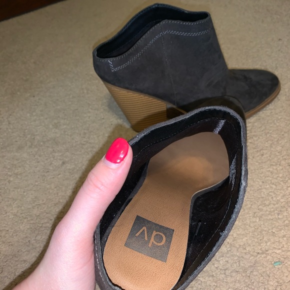 Grey suede high heeled bootie slip ons - Picture 2 of 4